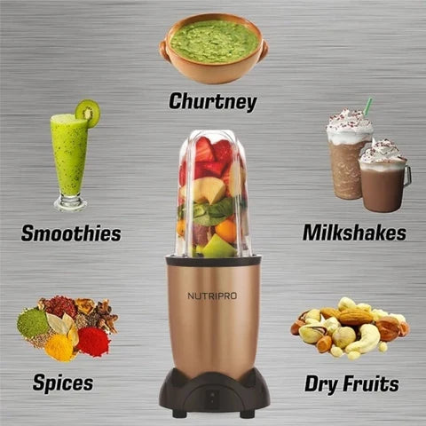 NutriPro Juicer Mixer Grinder - Smoothie Maker - 500 Watts (2 Jars & 1 Blade, Silver) - 2 Year Warranty